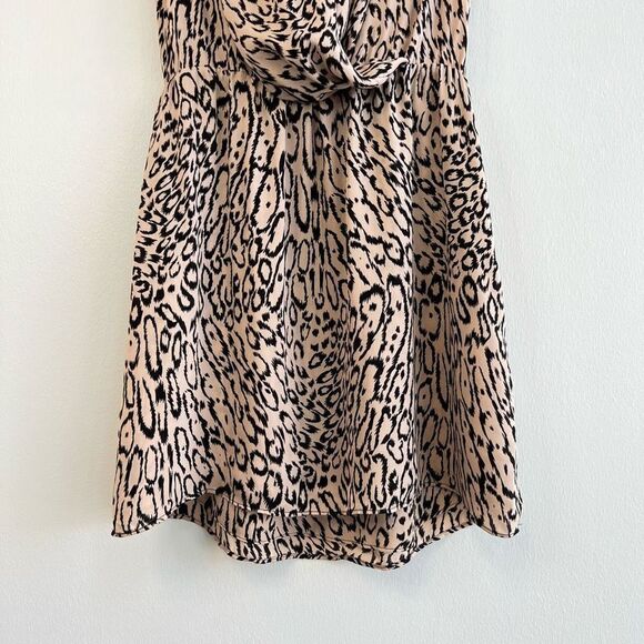 Parker Women’s XS Wrap Surplice Leopard Print Midi Dress Sleeveless 100% Silk - Picture 5 of 12